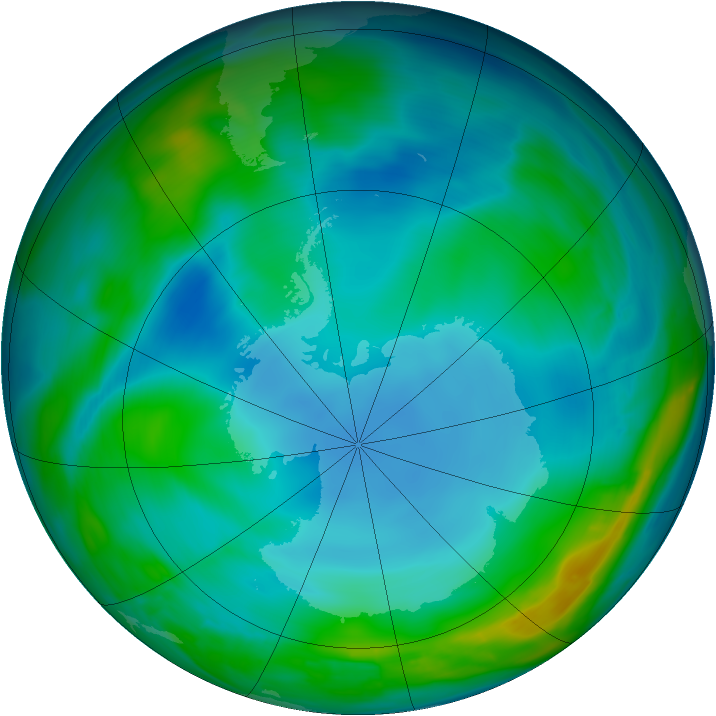Antarctic ozone map for 06 June 2014